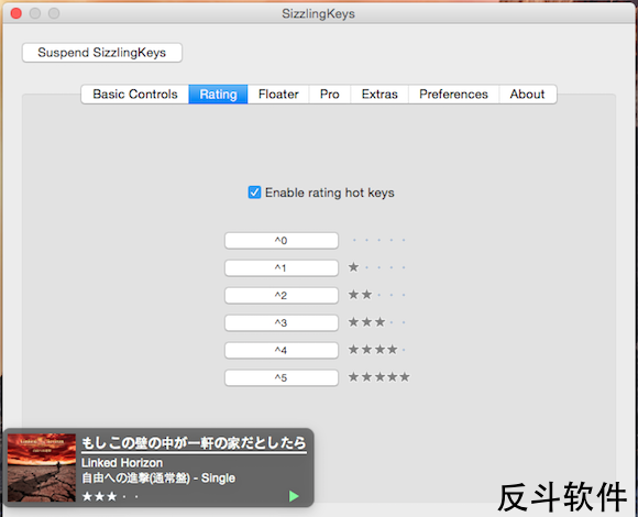 SizzlingKeys - 设置全局 iTunes 快捷键[OS X]丨www.apprcn.com 反斗软件