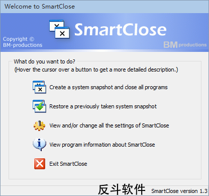SmartClose - 快速关闭还原运行的软件丨www.apprcn.com 反斗软件