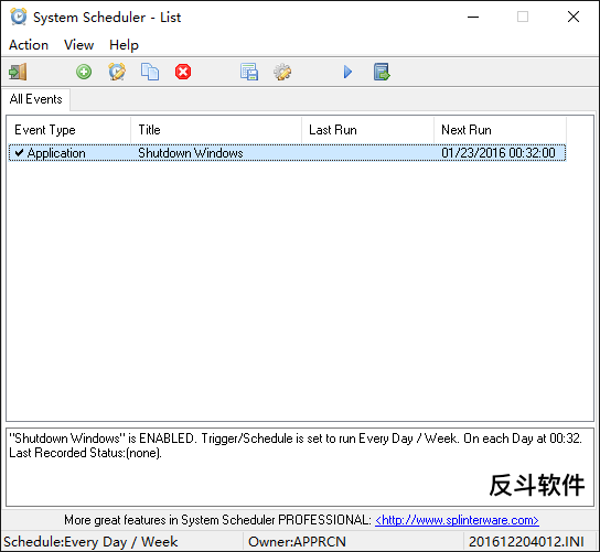 System Scheduler - Windows 系统任务计划器丨www.apprcn.com 反斗软件